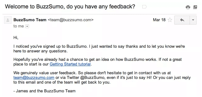 exemples emails relance bienvenue buzzsumo