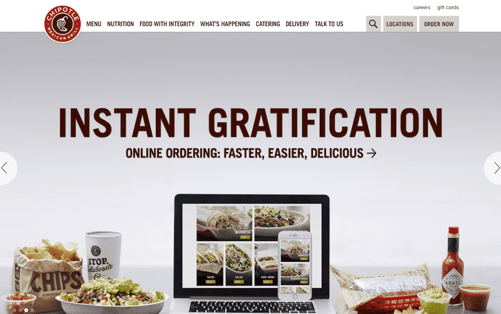 exemples page accueil site web reussis chipotle