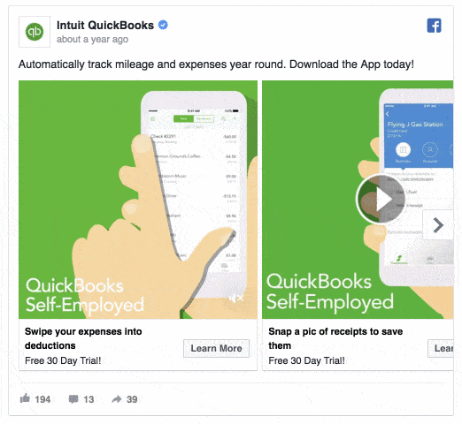 facebook retargeting publicite quickbooks