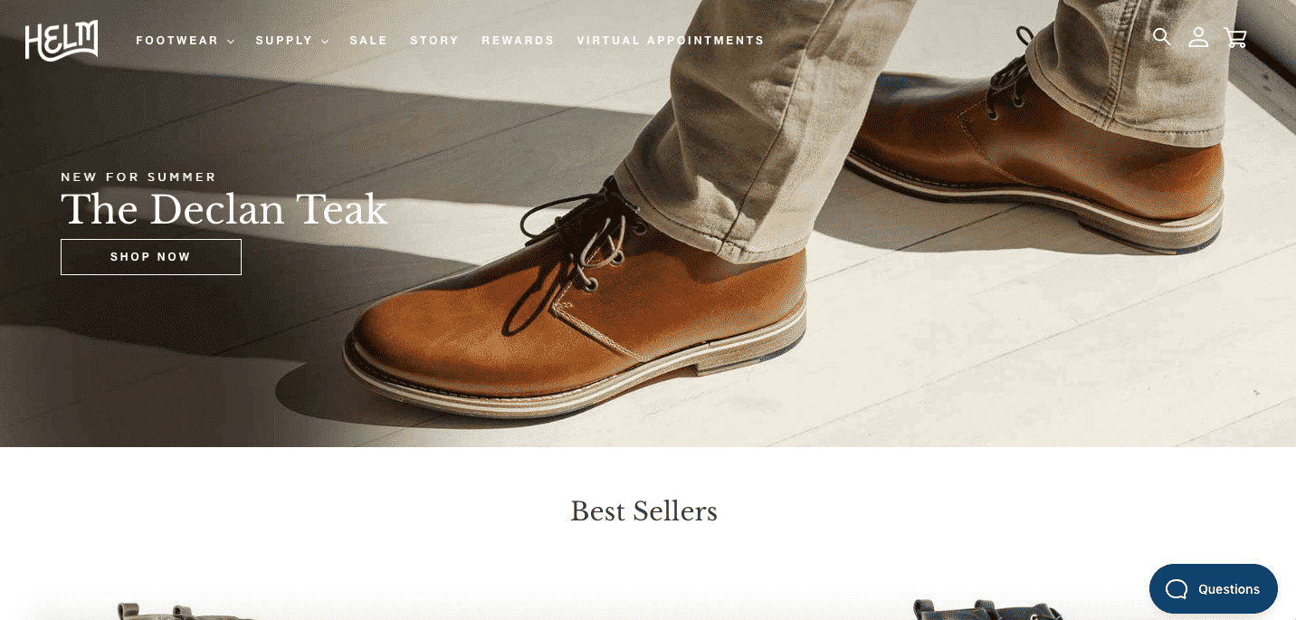 exemples sites shopify helm boots