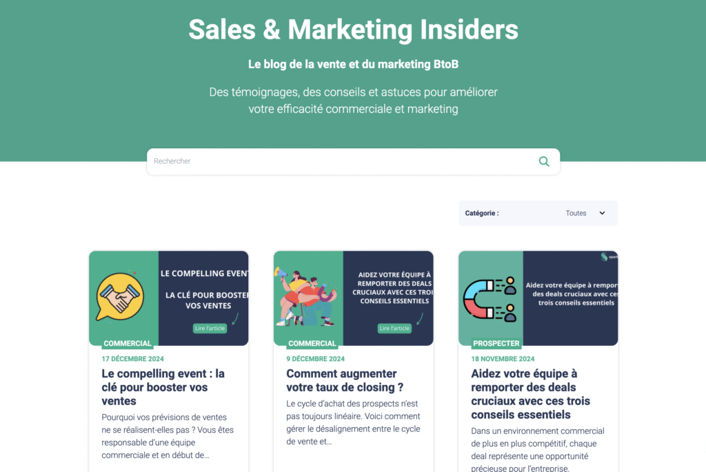Page d'accueil du blog marketing BtoB
