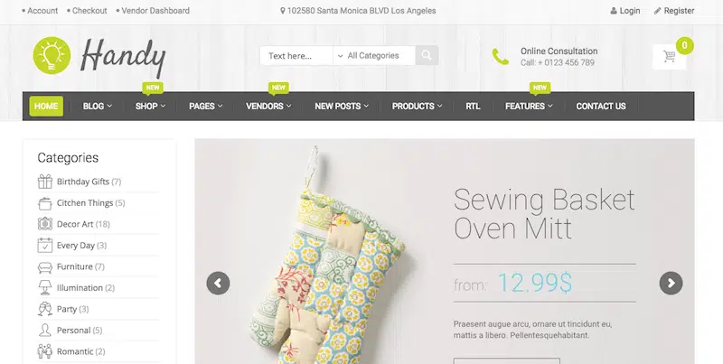 theme wordpress creer site ecommerce handy