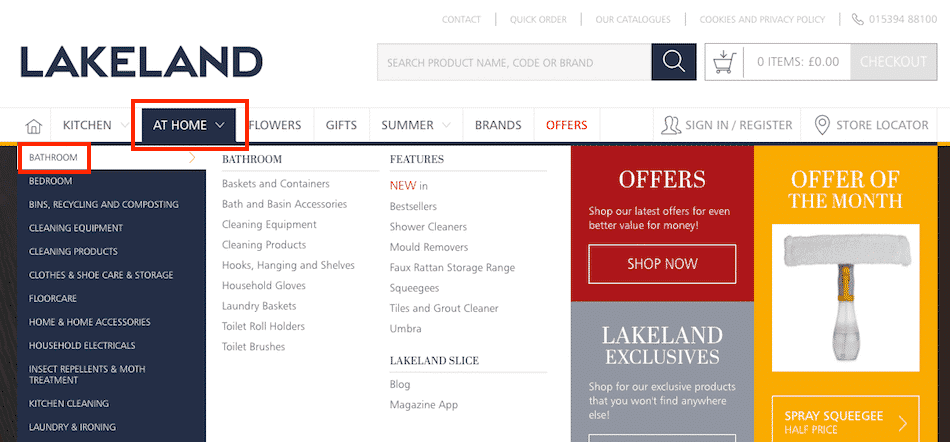 menu site ecommerce tendance lakeland 2016