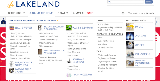 menu site ecommerce tendance lakeland