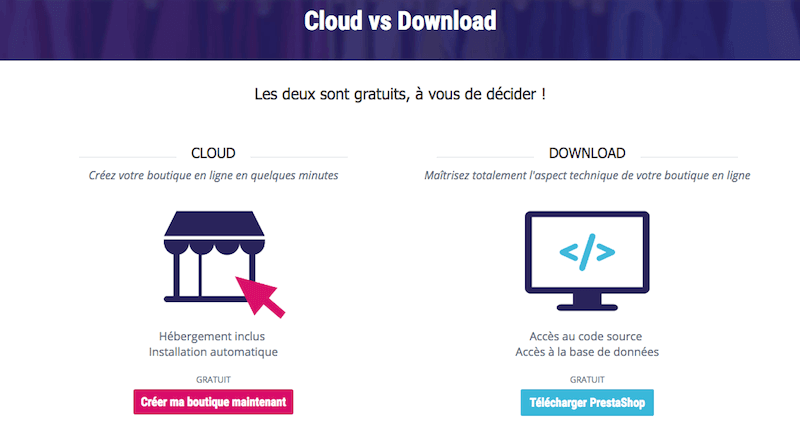creer site ecommerce prestashop cloud vs installation