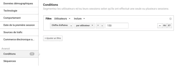 segments personnalises google analytics gros acheteurs