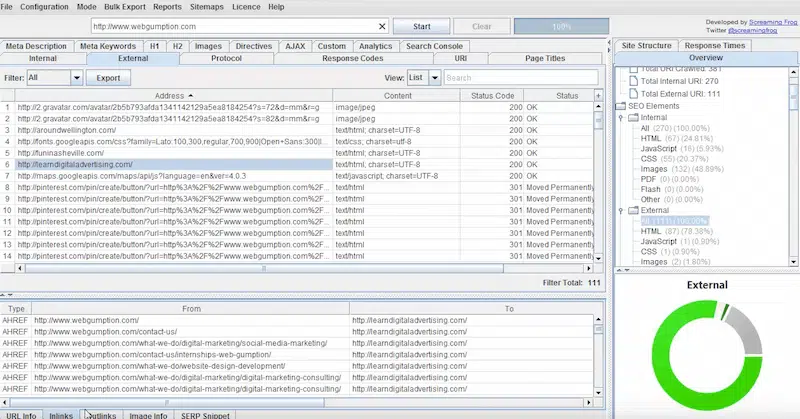 generer backlinks liens casses outil screaming frog