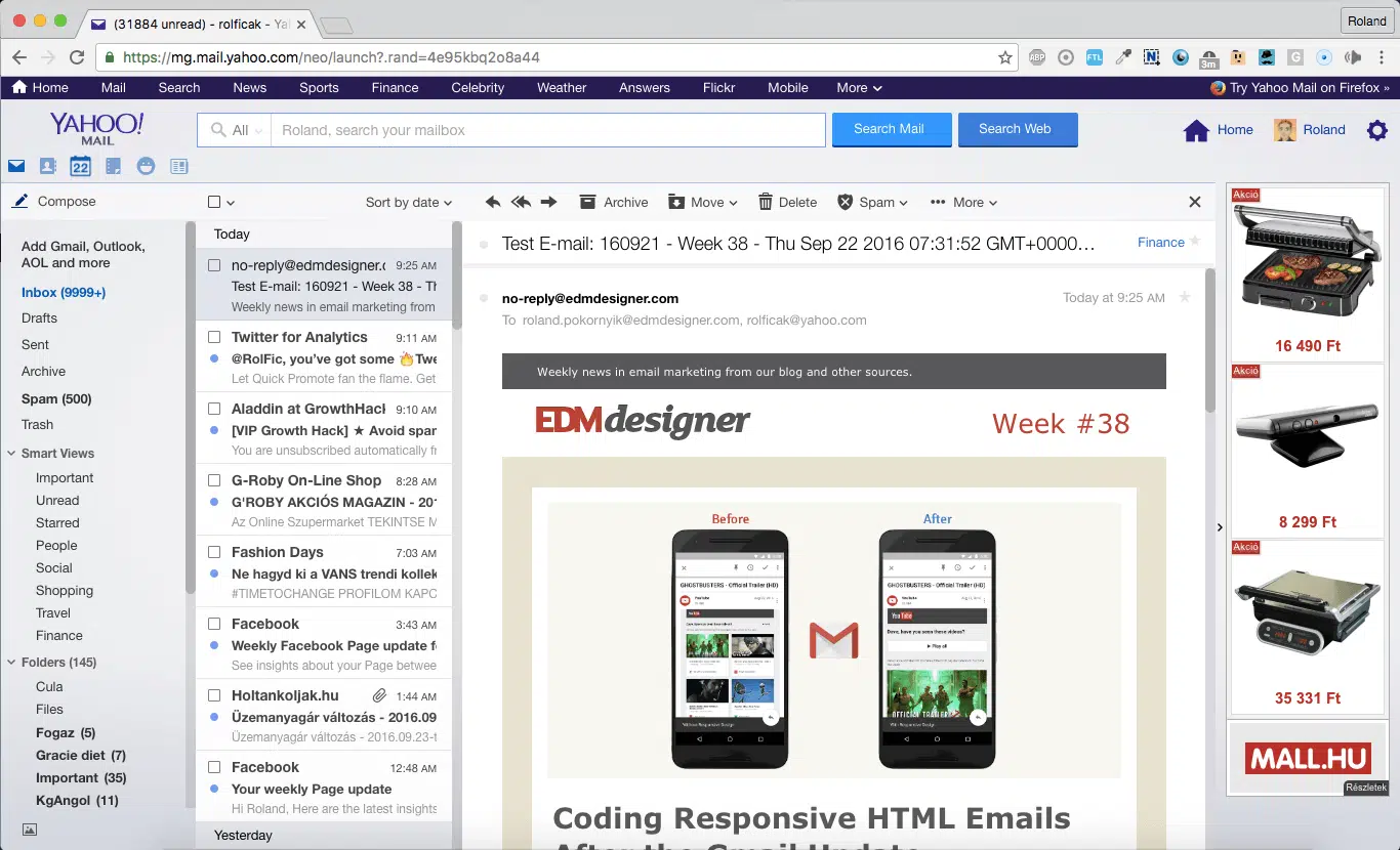 largeur taille emailings yahoo mail