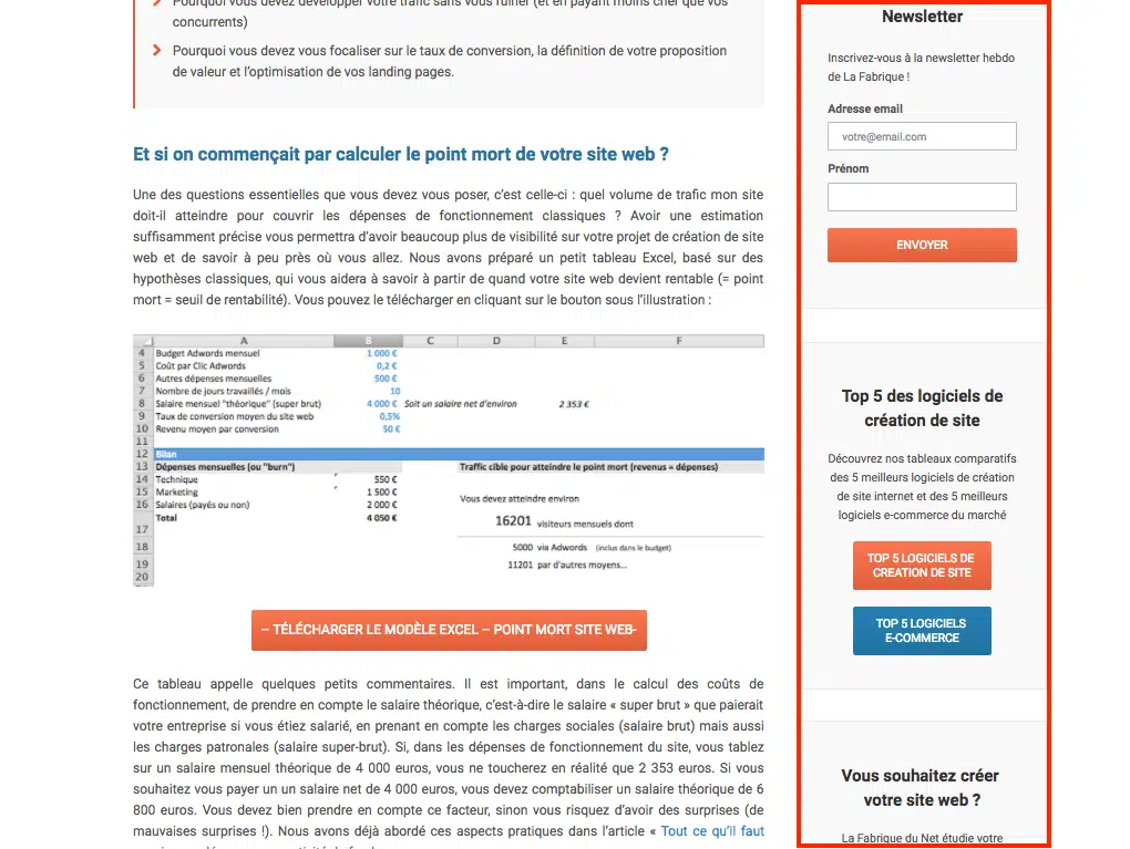 comment ameliorer conversion trafic blog sidebar