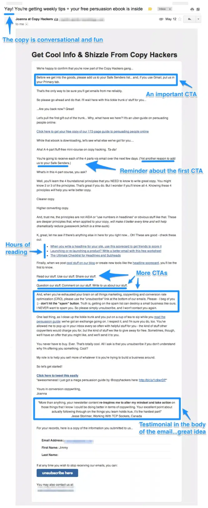 exemples emails transactionnels confirmation copy hackers