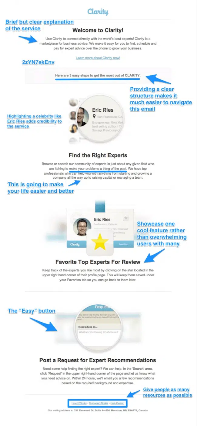 exemples emails transactionnels bienvenue clarity