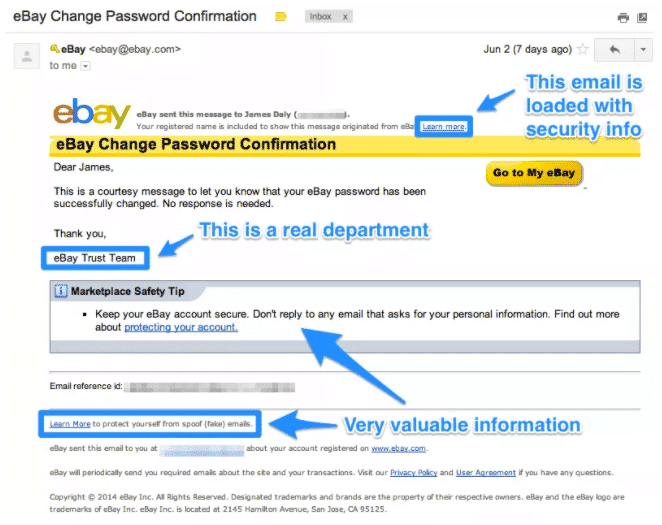 exemples emails confirmation ebay