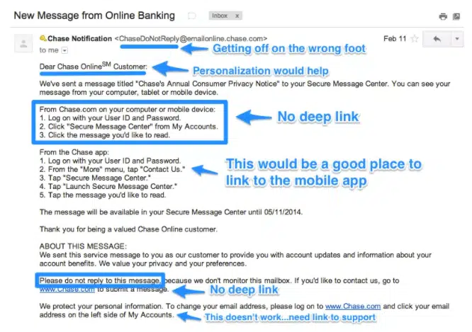 exemples emails notification chase