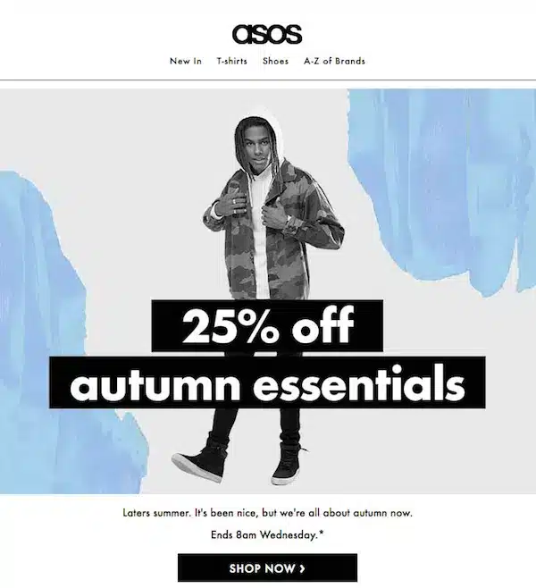 Promo 25% sur vêtements automne ASOS.
