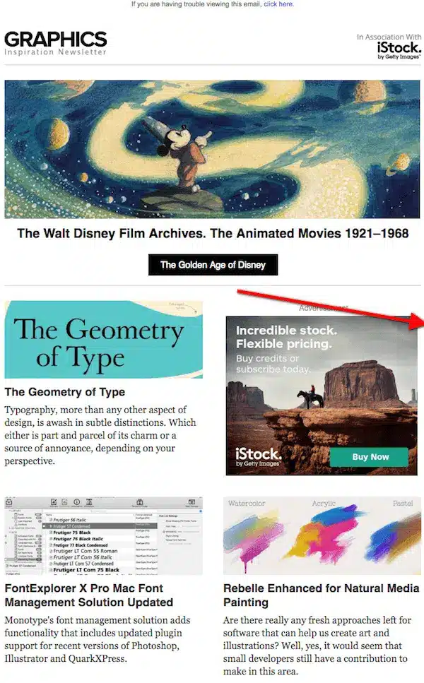 Newsletter sur l'inspiration graphique et les archives Disney.