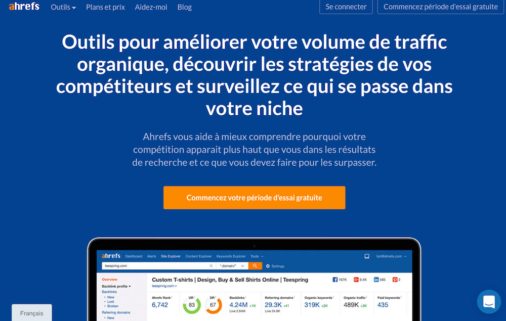 exemples page accueil site web reussis ahrefs