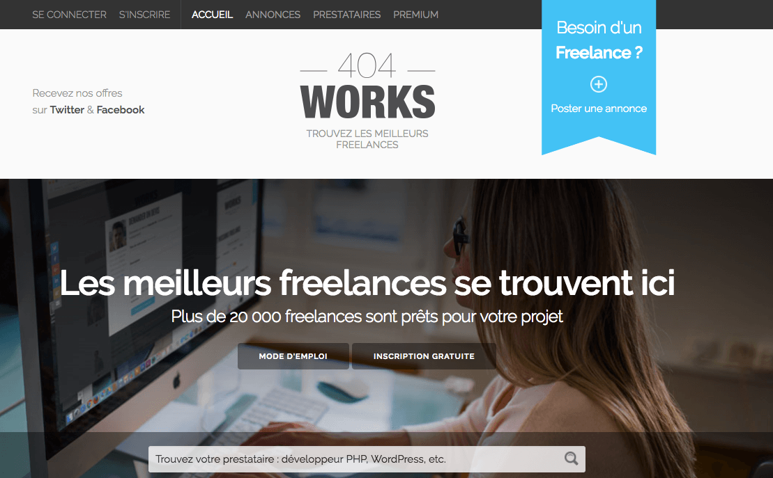 recruter developpeur web freelance plateforme 404works