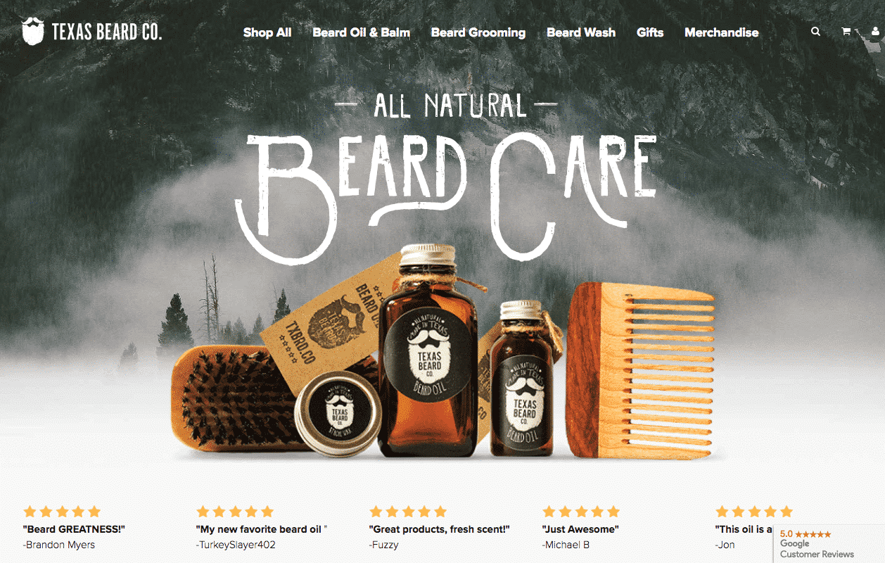 exemples design ecommerce texas beard company
