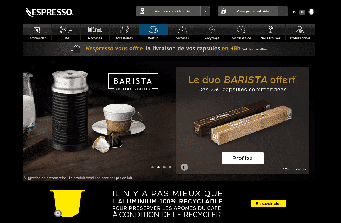 exemples design ecommerce nespresso