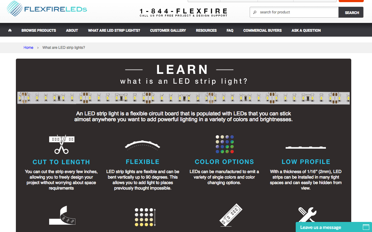 ecommerce b2b flexfireleds learning page