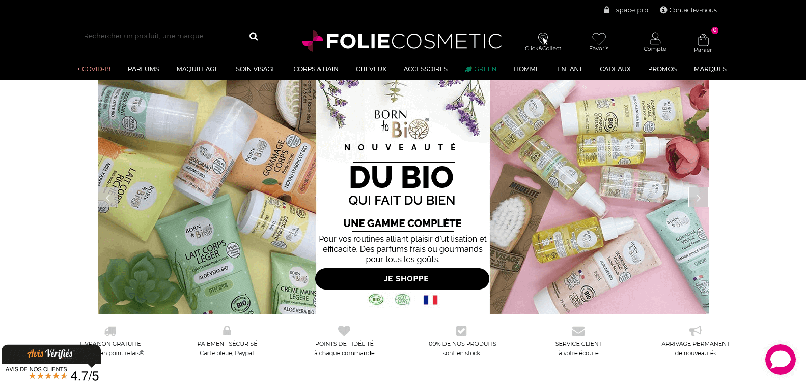 design ecommerce folie cosmetic