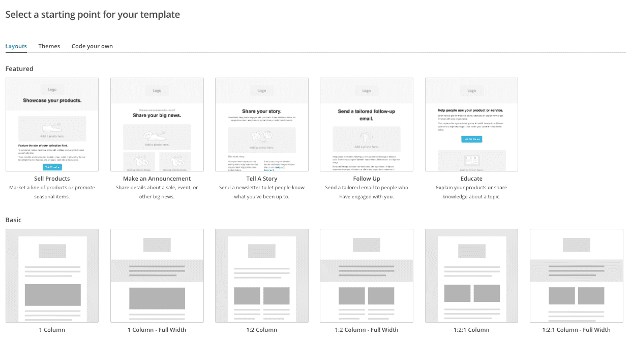 tutoriel mailchimp creer template email layouts