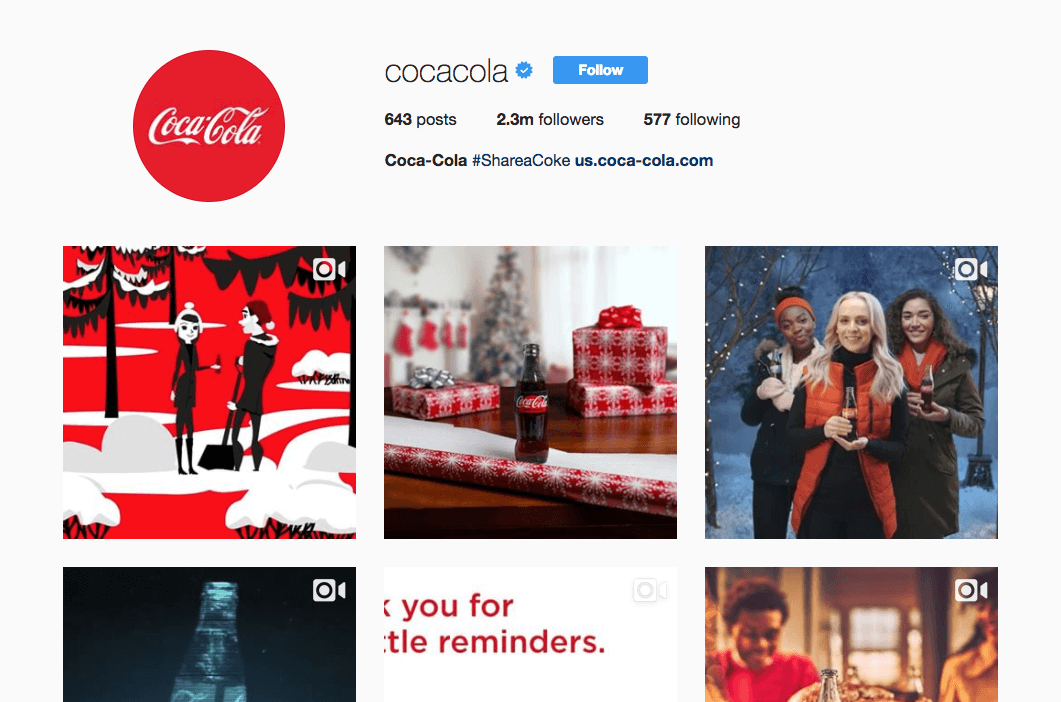 identite marque coca cola instagram