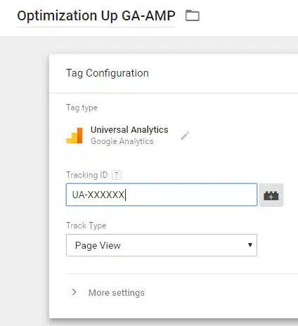 Configuration du tag Google Analytics.
