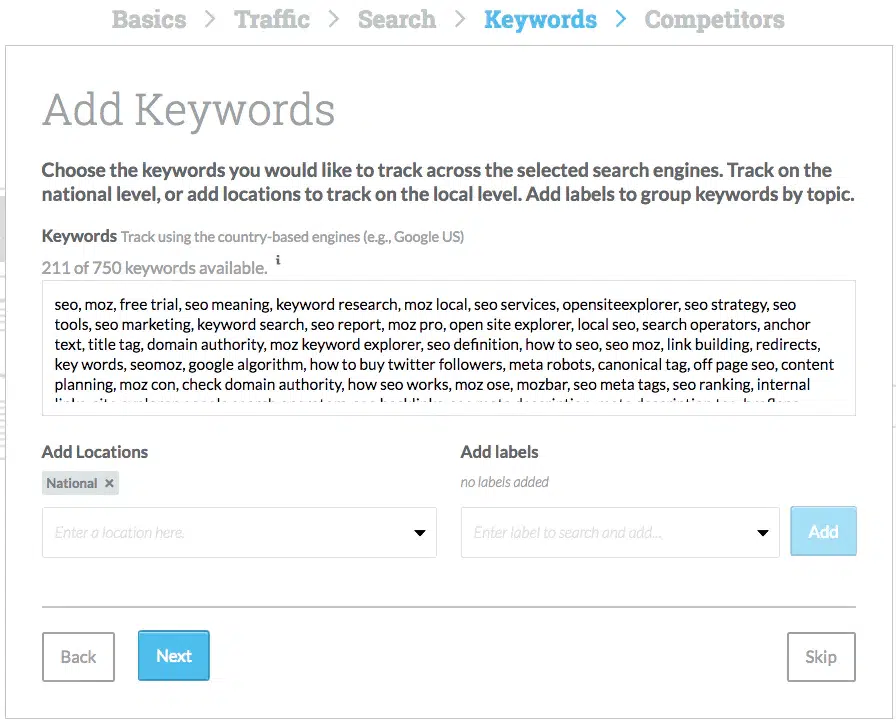 moz add keywords