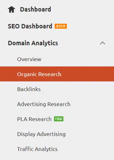 semrush menu