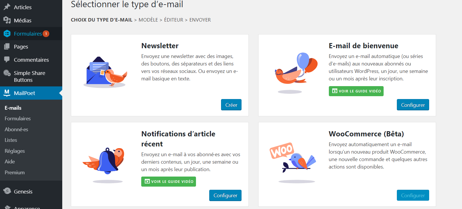 test mailpoet creer email
