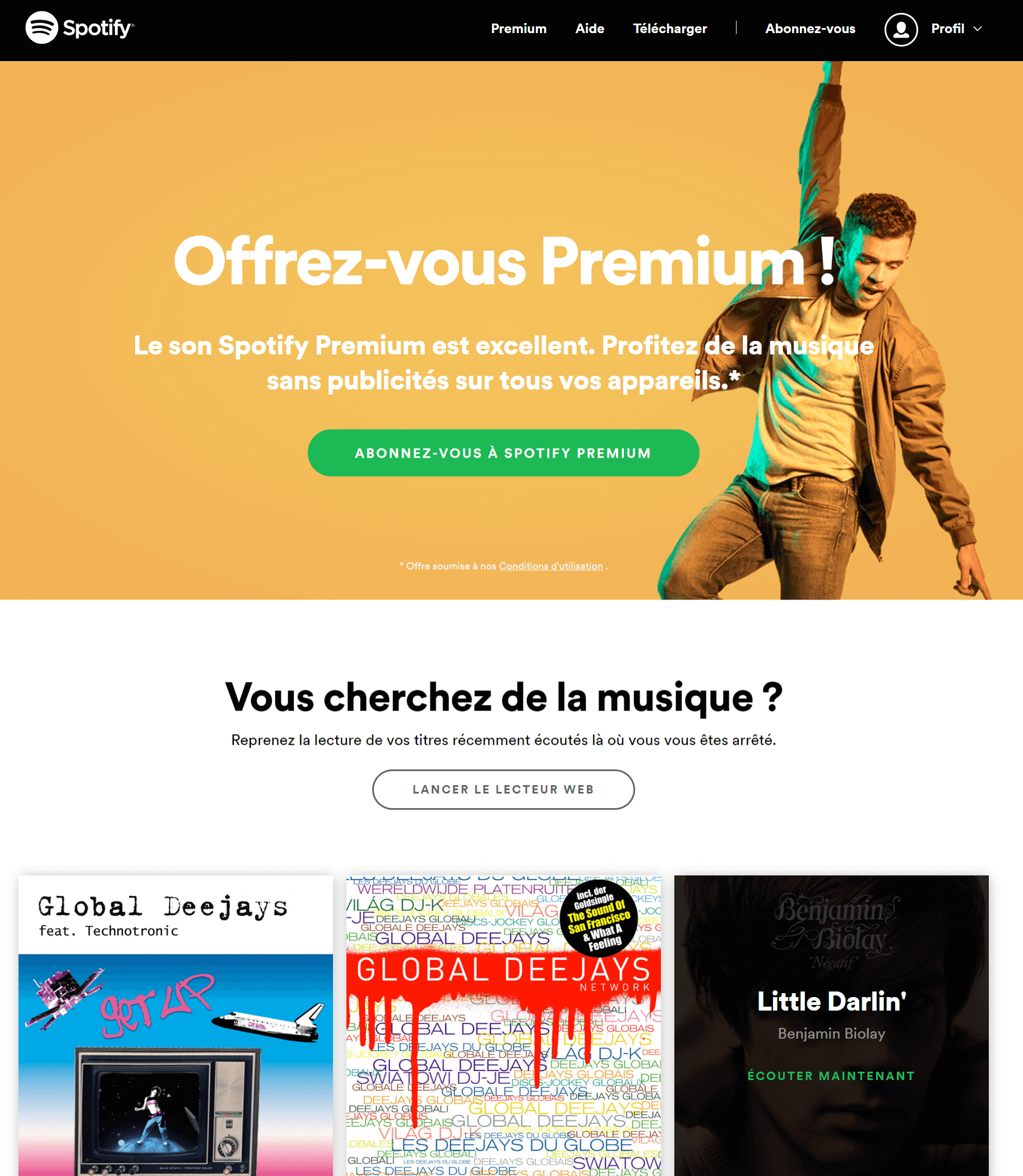 landing page exemple spotify