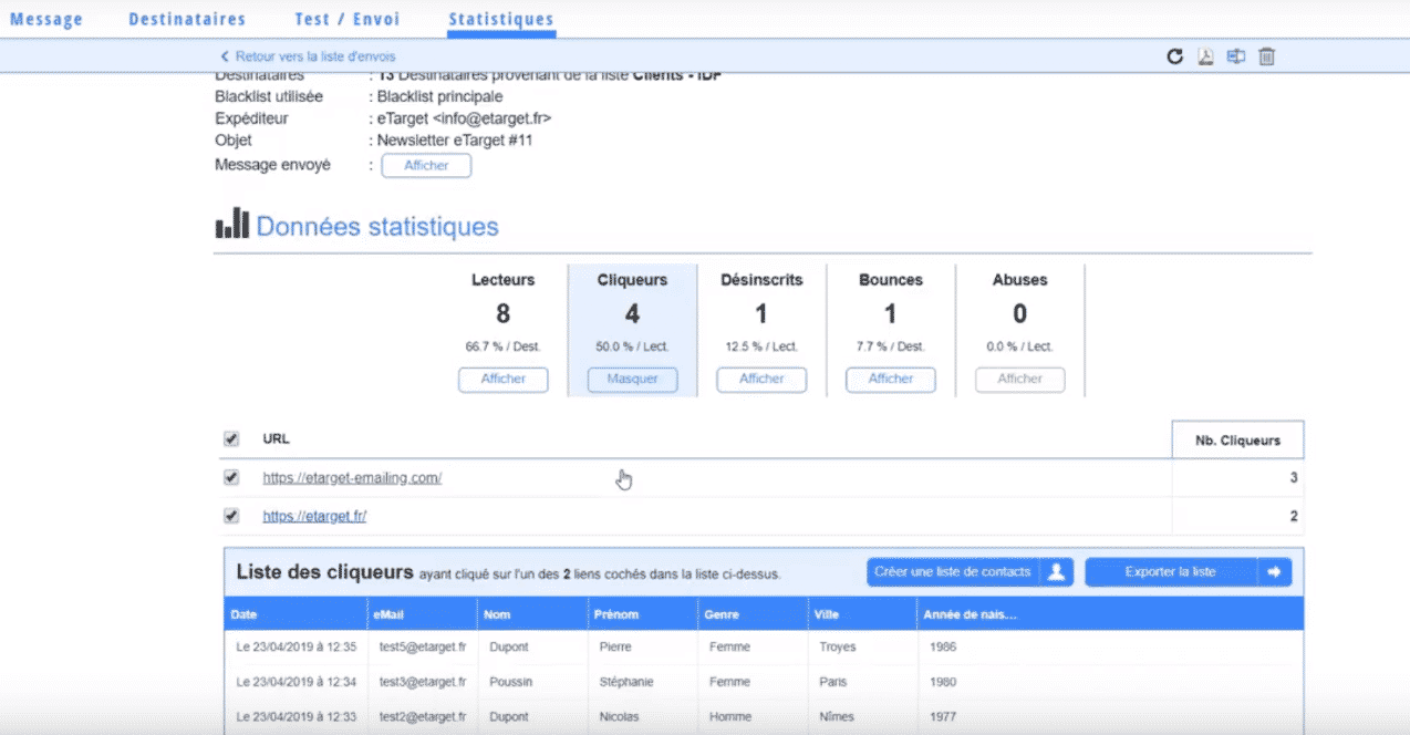 etarget statistiques