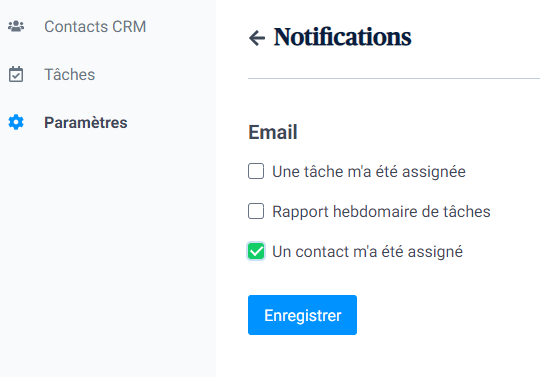 sendinblue crm notifications