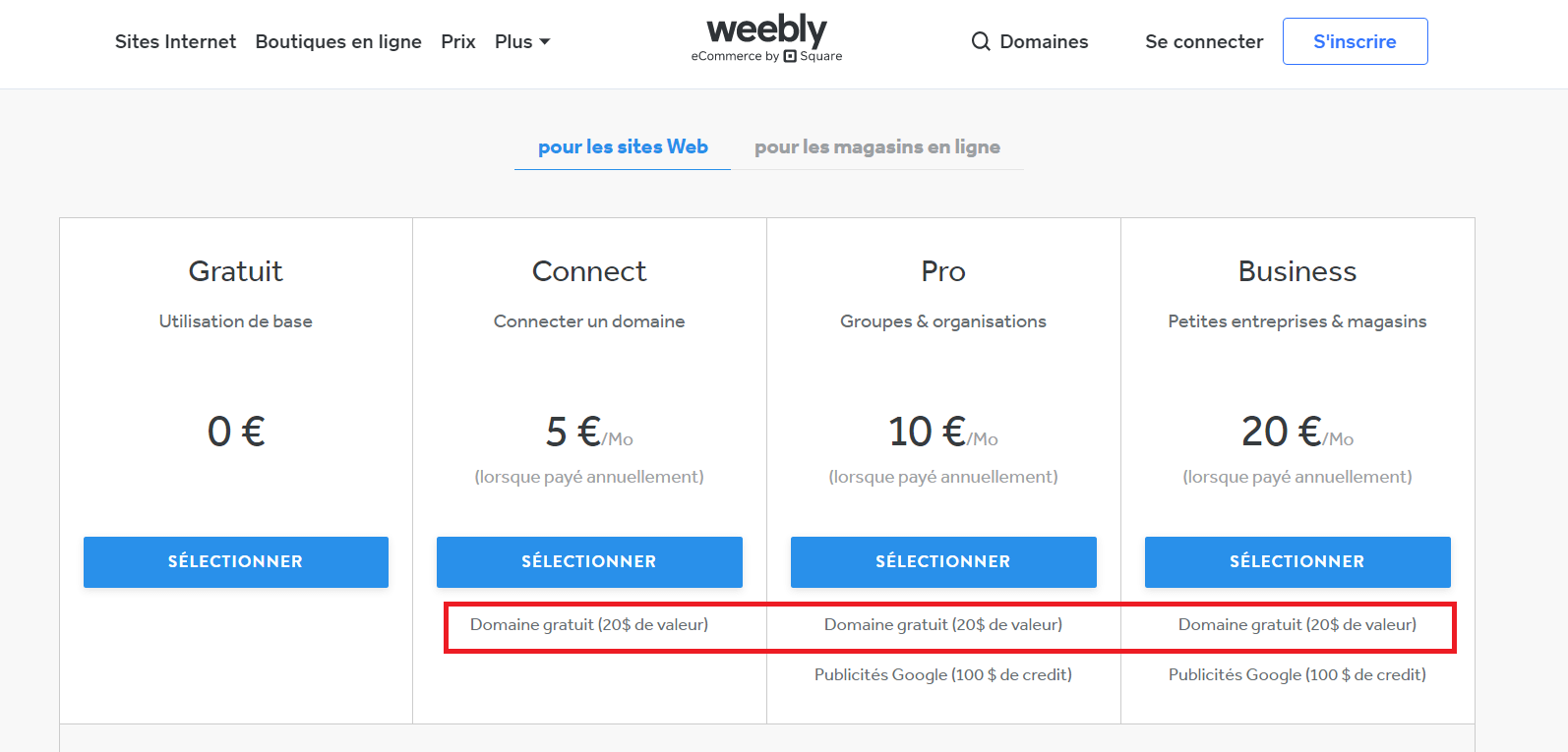 weebly domaine gratuit