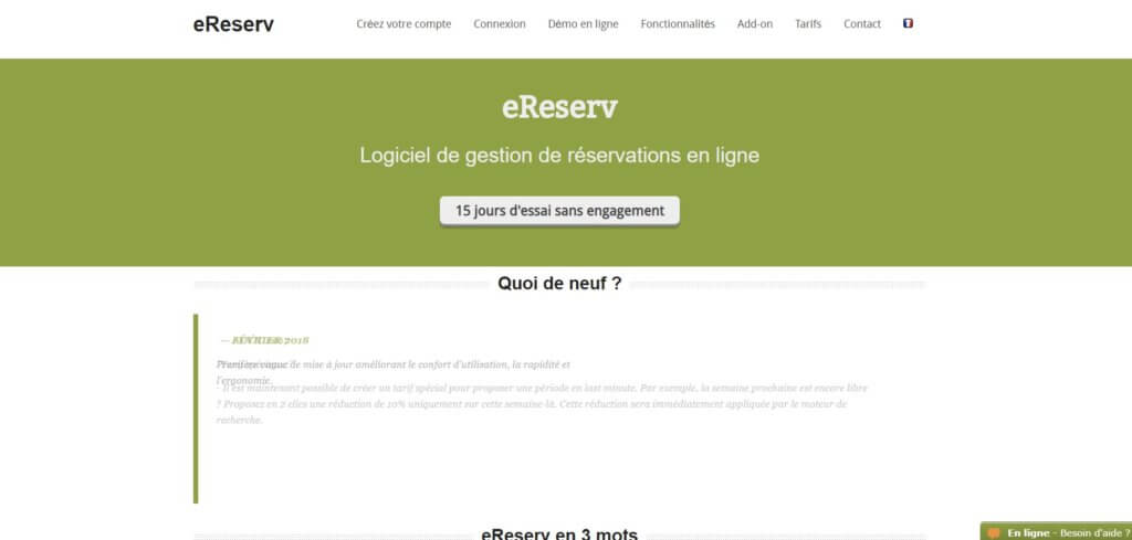 page accueil e-reserv