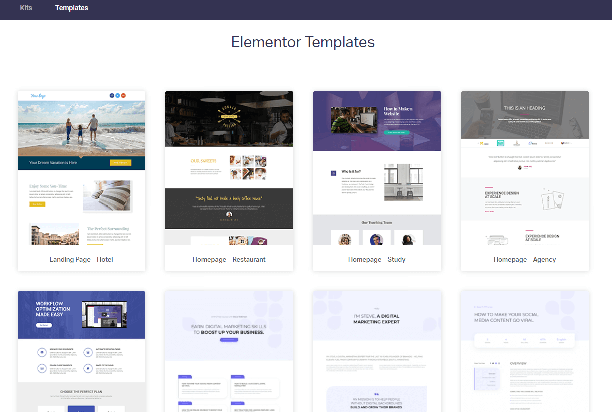 elementor templates