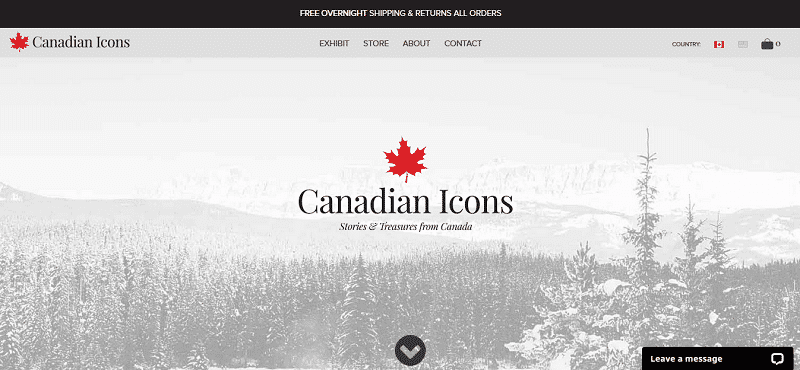 exemples de sites e-commerce : Canadian Icons