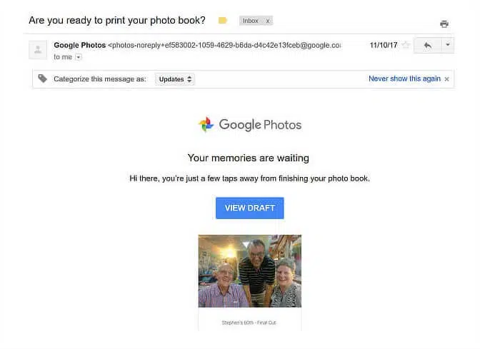 exemple d'email relance de panier abandonné google