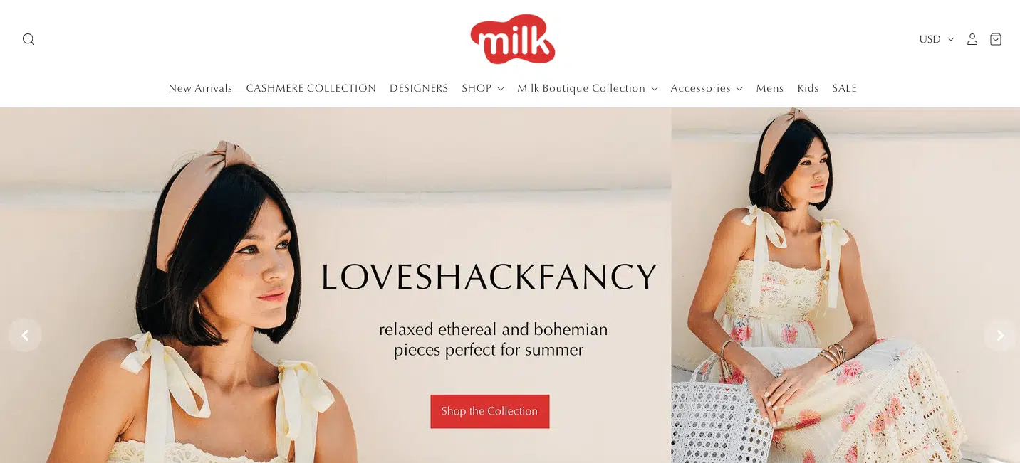 exemples sites shopify milk