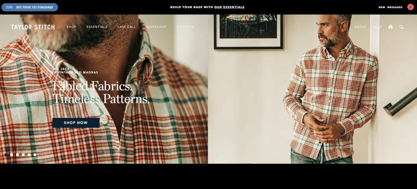 exemples sites shopify taylor stitch