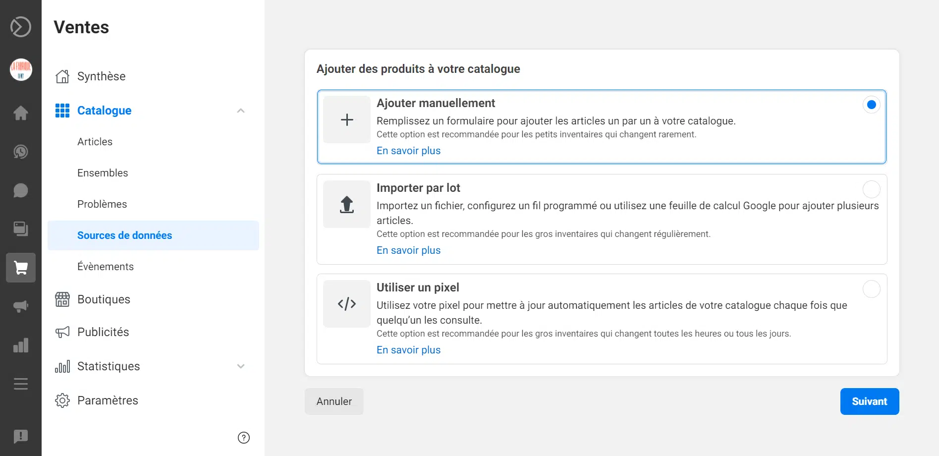 facebook shops ajouter produits
