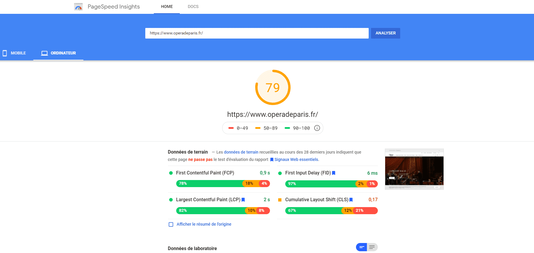 pagespeed insights exemple