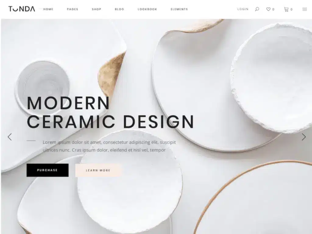 Assiettes en céramique moderne sur fond blanc.