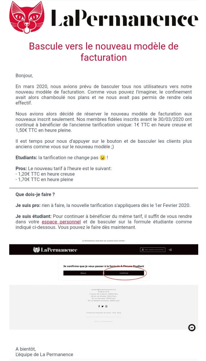 Exemple Campagne Emailing Permanence