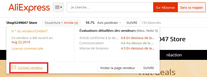 Dropshipping Aliexpress contacter fournisseurs