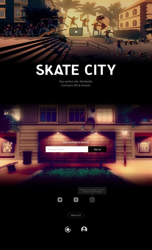 landing pages skate city
