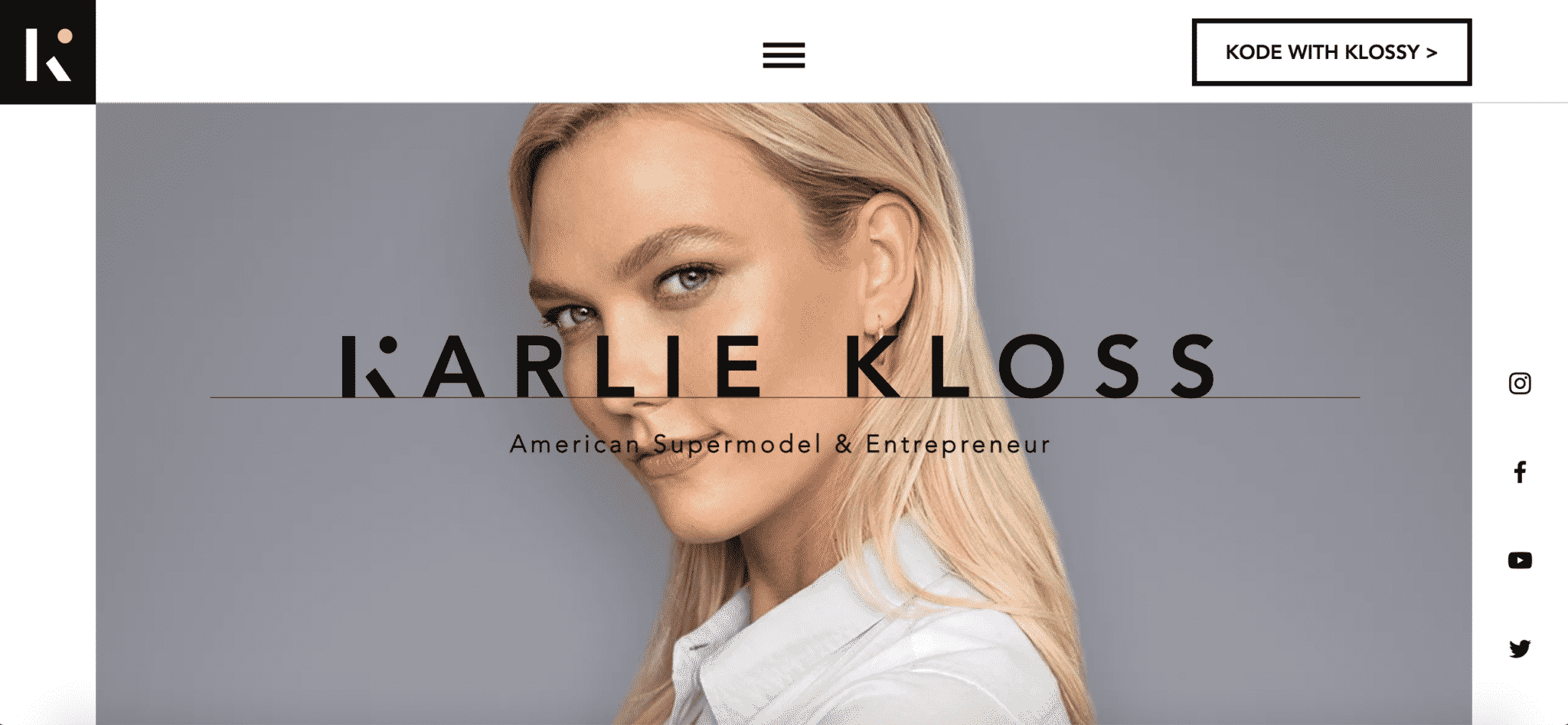 Karlie Kloss exemples de sites portfolio Wix