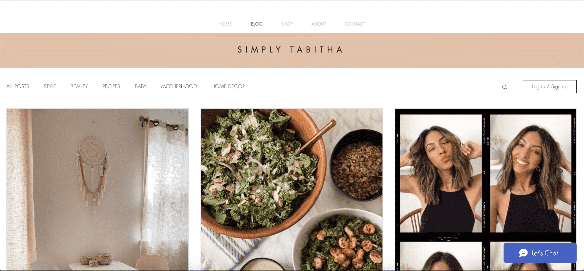Simply Tabitha exemples de blogs Wix