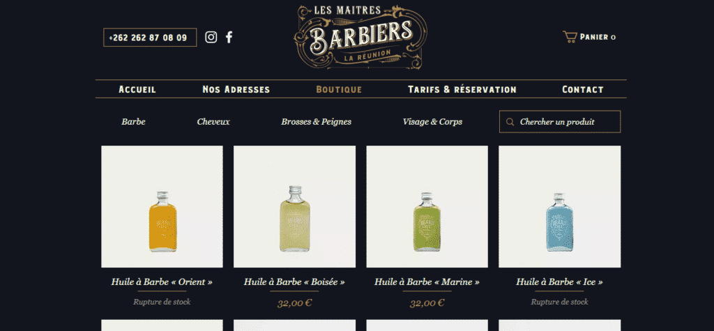 exemples inspirants de boutiques en ligne wix maitres barbiers page